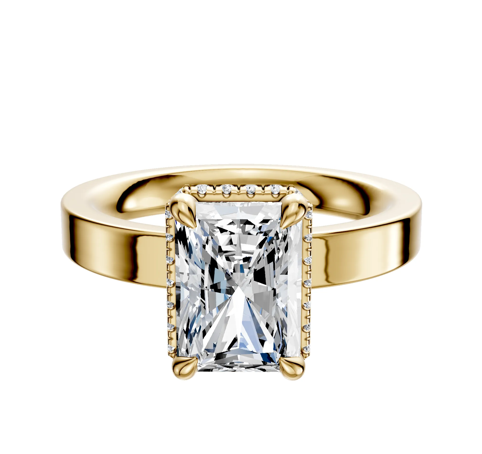 14K Yellow Gold 4 Prong Collar Classic Flat 3.0mm Engagement Ring sold by Promise By Effy