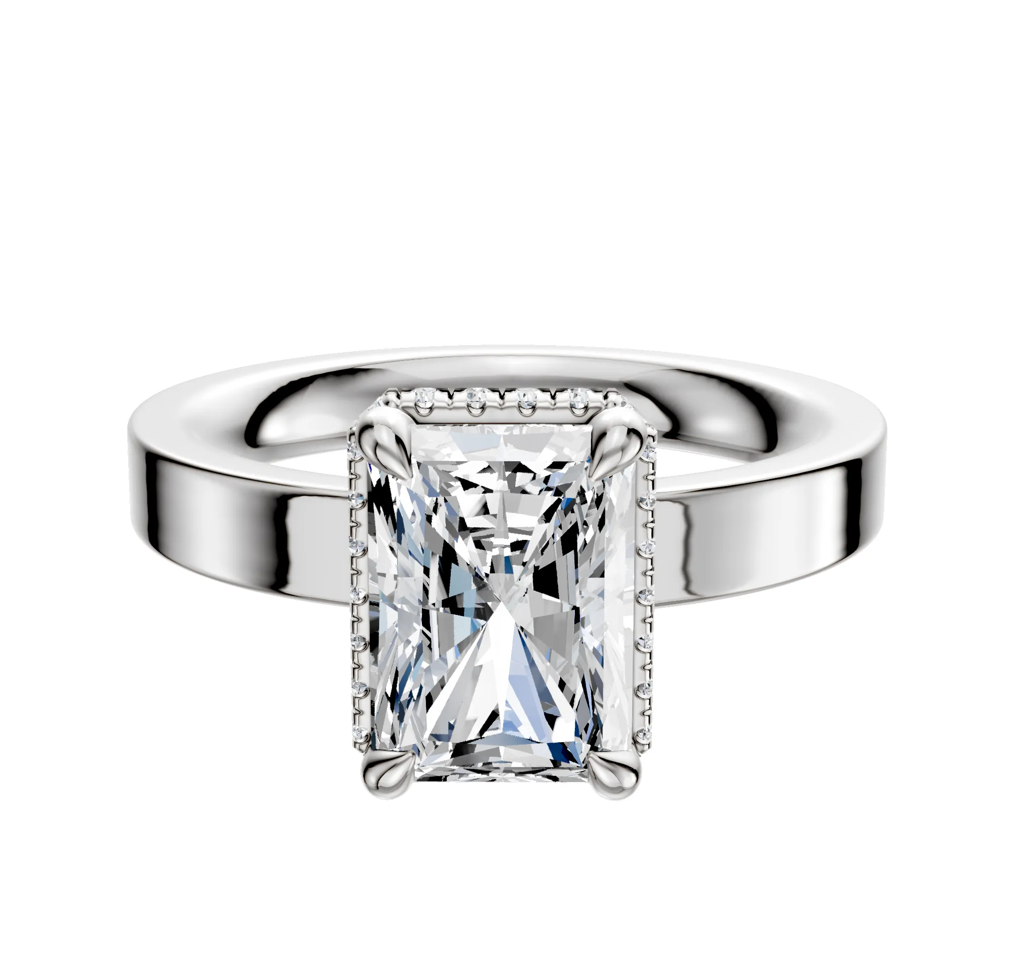 14K White Gold 4 Prong Collar Classic Flat 3.0mm Engagement Ring sold by Promise By Effy