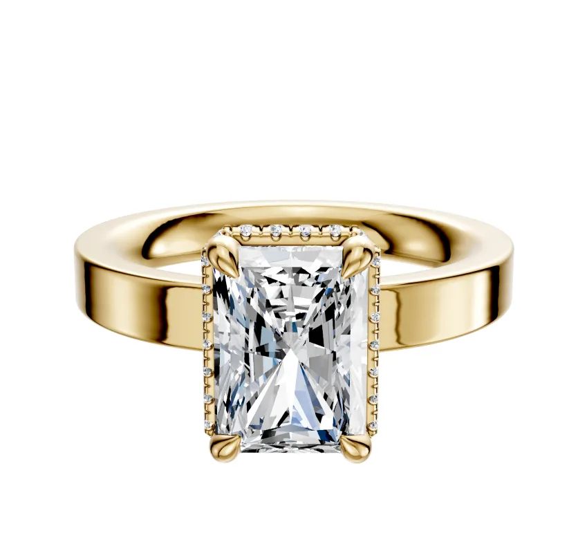 18K Yellow Gold 4 Prong Collar Classic Flat 3.0mm Engagement Ring sold by Promise By Effy