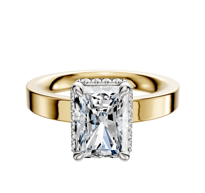 18K Two Tone 4 Prong Collar Classic Flat 3.0mm Engagement Ring sold by Promise By Effy