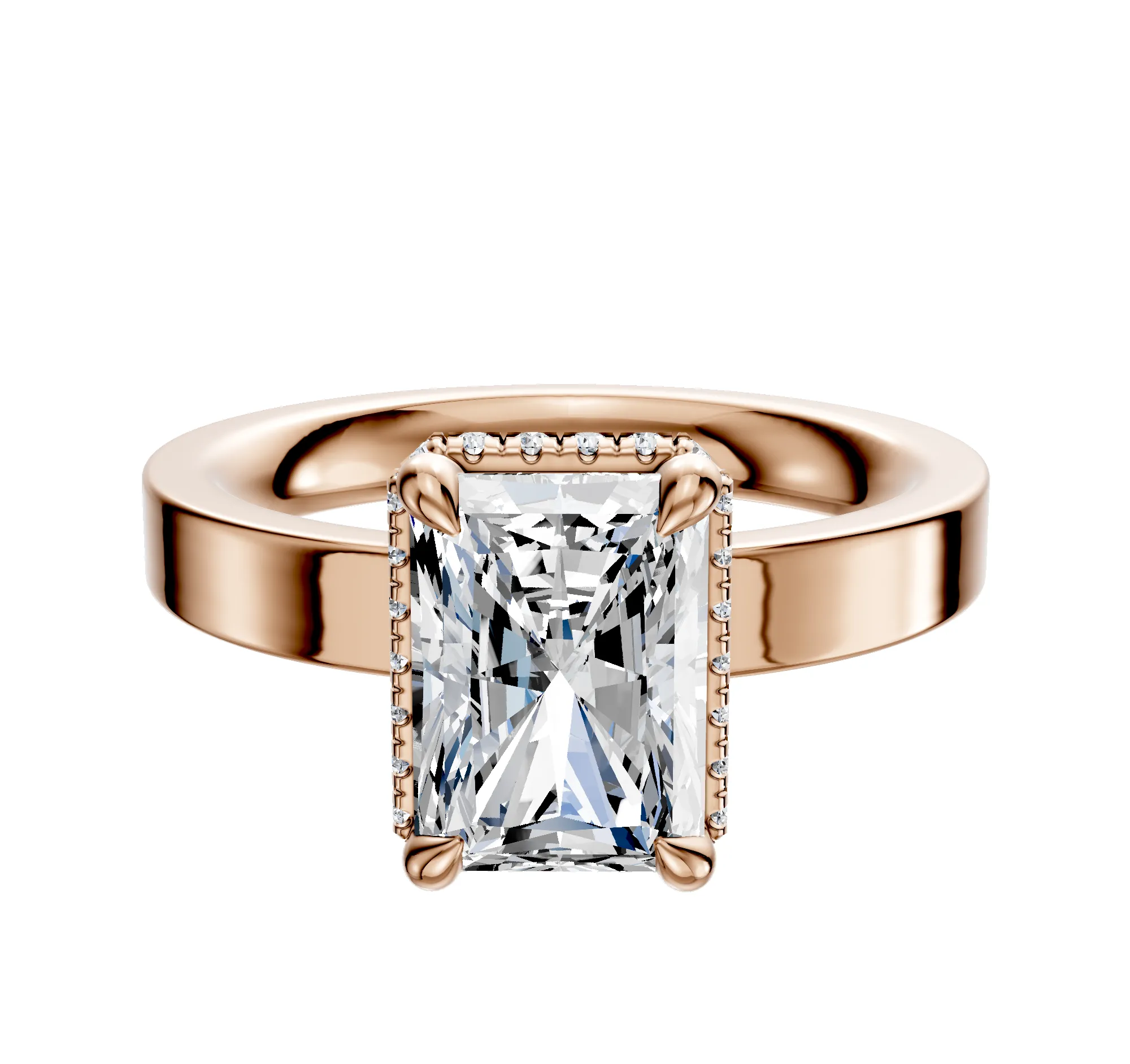 18K Rose Gold 4 Prong Collar Classic Flat 3.0mm Engagement Ring sold by Promise By Effy