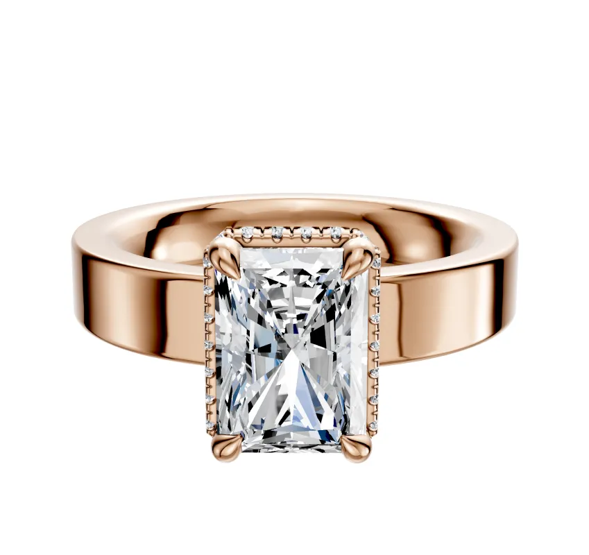 14K Rose Gold 4 Prong Collar Classic Flat 4.0mm Engagement Ring sold by Promise By Effy