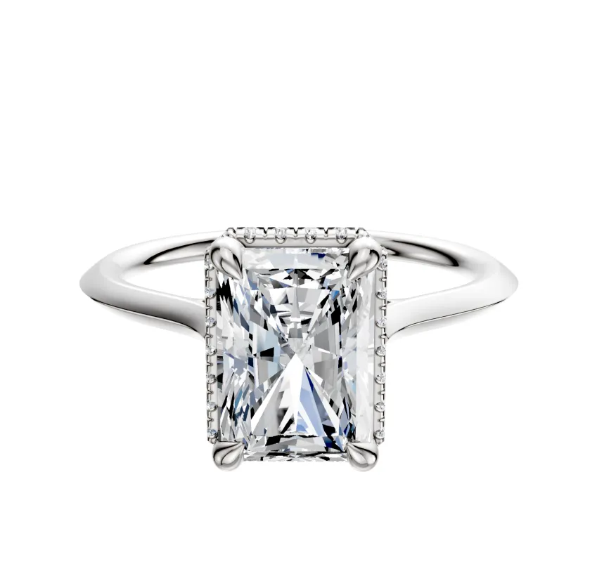 14K White Gold 4 Prong Collar Cathedral Knife Edge 1.5mm Engagement Ring sold by Promise By Effy