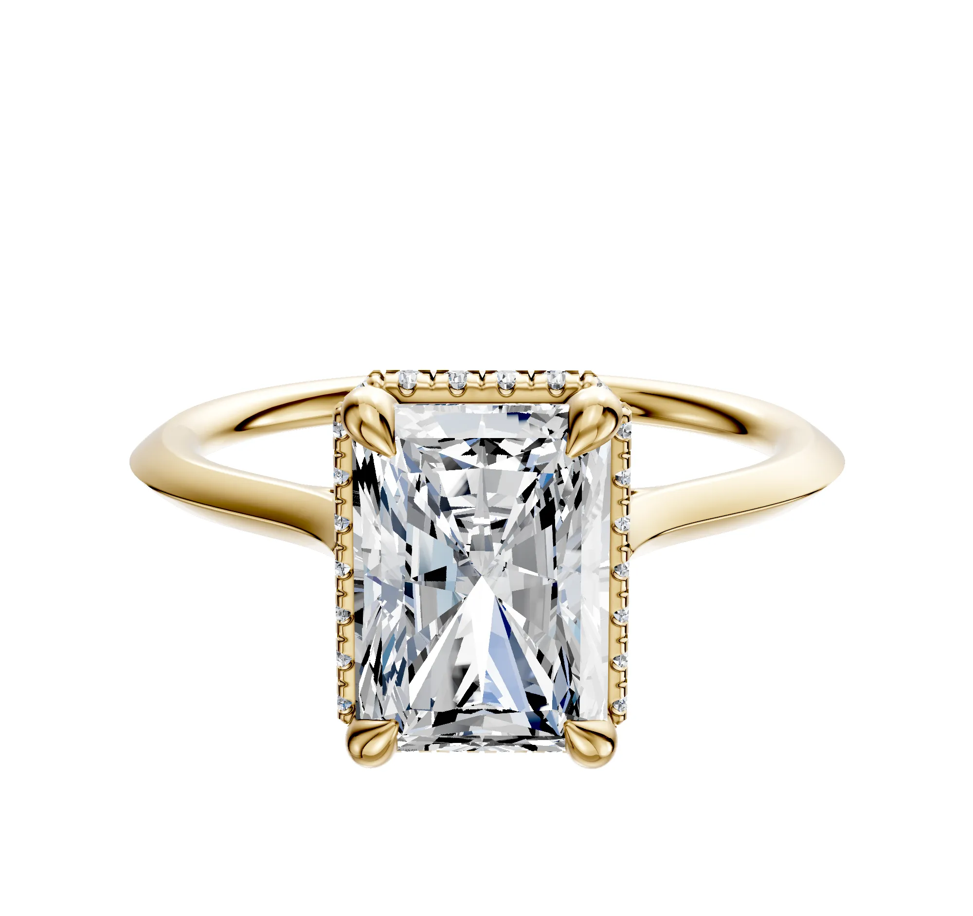 18K Yellow Gold 4 Prong Collar Cathedral Knife Edge 1.5mm Engagement Ring sold by Promise By Effy