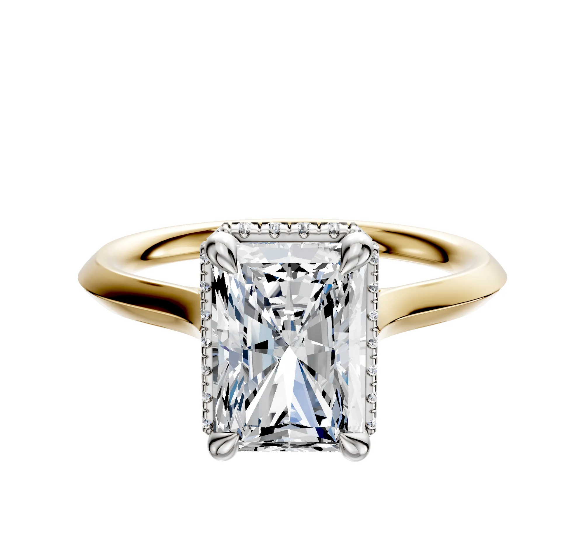 14K Two Tone 4 Prong Collar Cathedral Knife Edge 2.0mm Engagement Ring sold by Promise By Effy