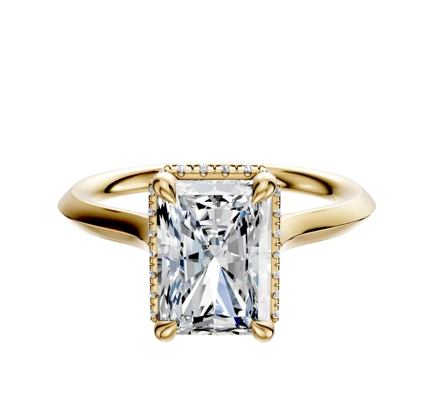 18K Yellow Gold 4 Prong Collar Cathedral Knife Edge 2.0mm Engagement Ring sold by Promise By Effy