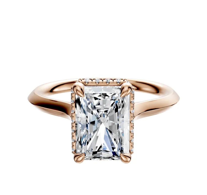 18K Rose Gold 4 Prong Collar Cathedral Knife Edge 2.0mm Engagement Ring sold by Promise By Effy