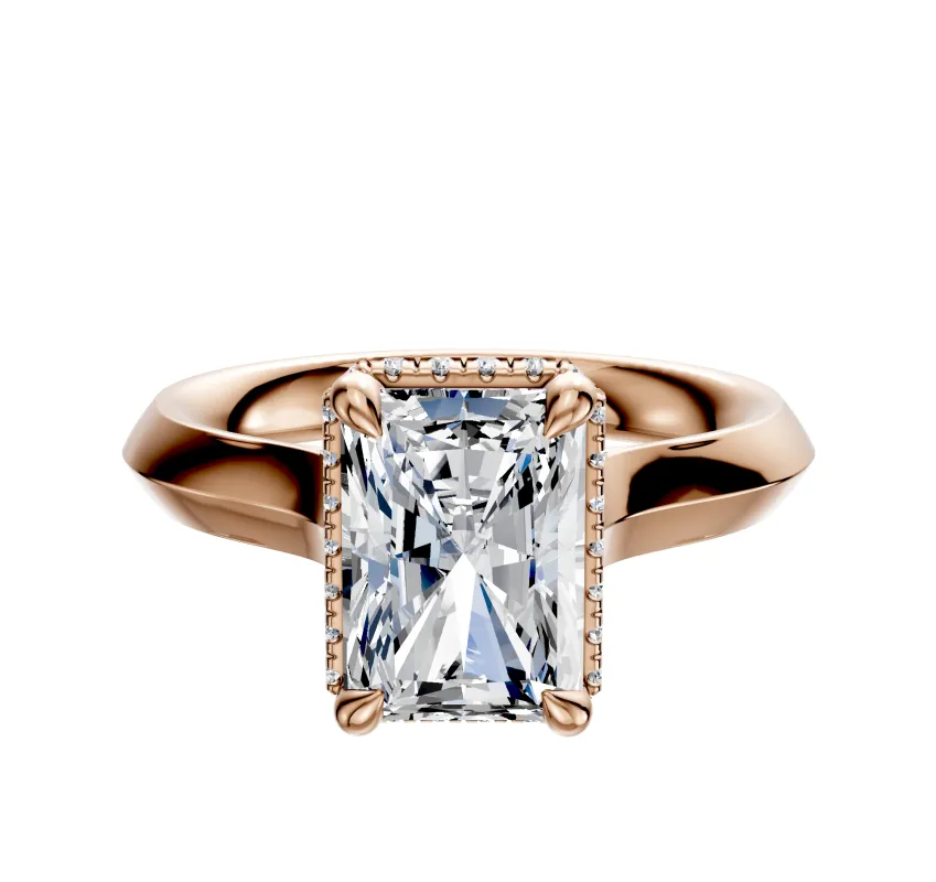 14K Rose Gold 4 Prong Collar Cathedral Knife Edge 3.0mm Engagement Ring sold by Promise By Effy