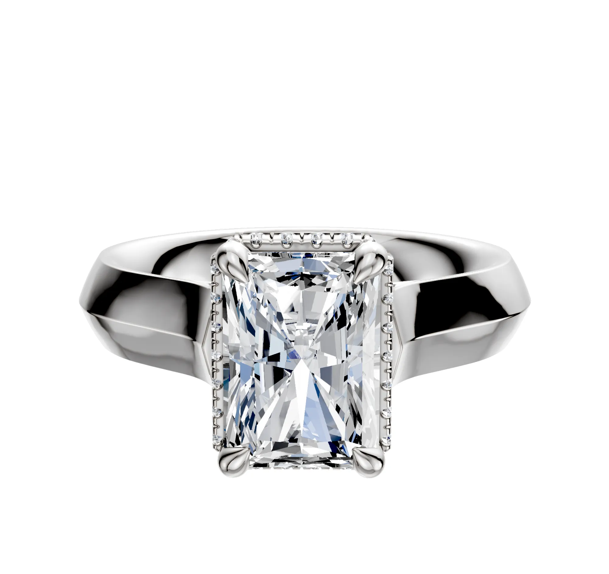 14K White Gold 4 Prong Collar Cathedral Knife Edge 4.0mm Engagement Ring sold by Promise By Effy