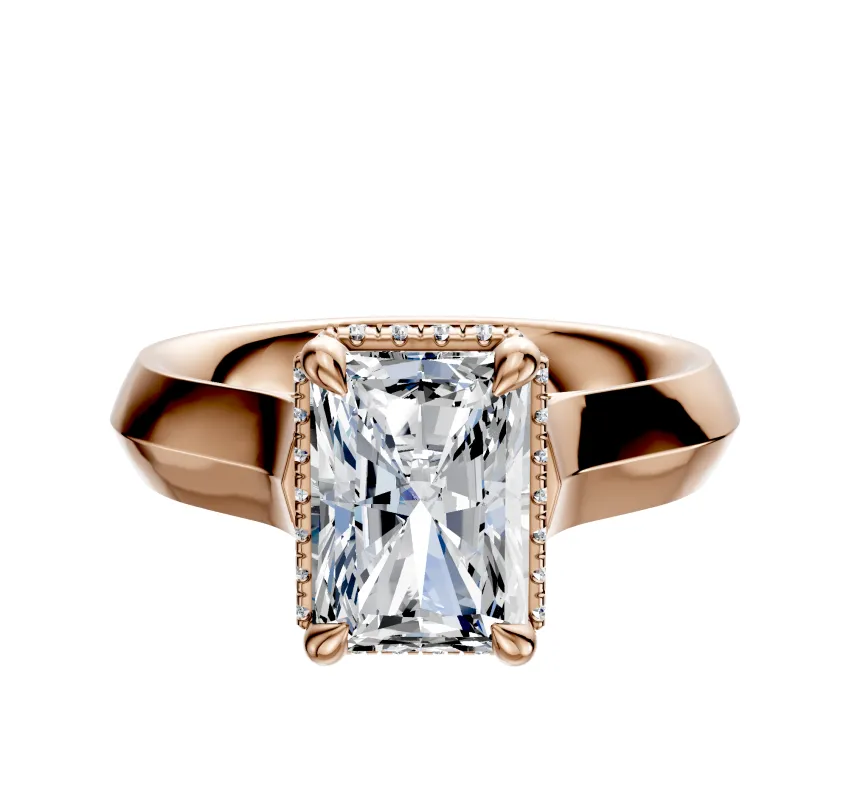 14K Rose Gold 4 Prong Collar Cathedral Knife Edge 4.0mm Engagement Ring sold by Promise By Effy