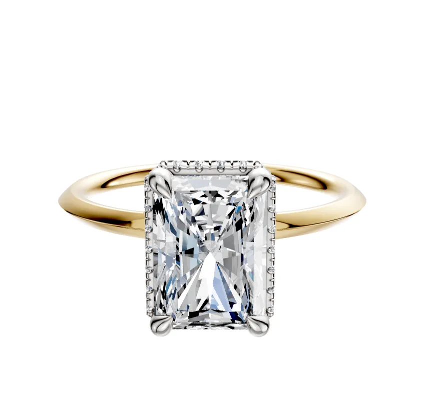 14K Two Tone 4 Prong Collar Classic Knife Edge 1.5mm Engagement Ring sold by Promise By Effy