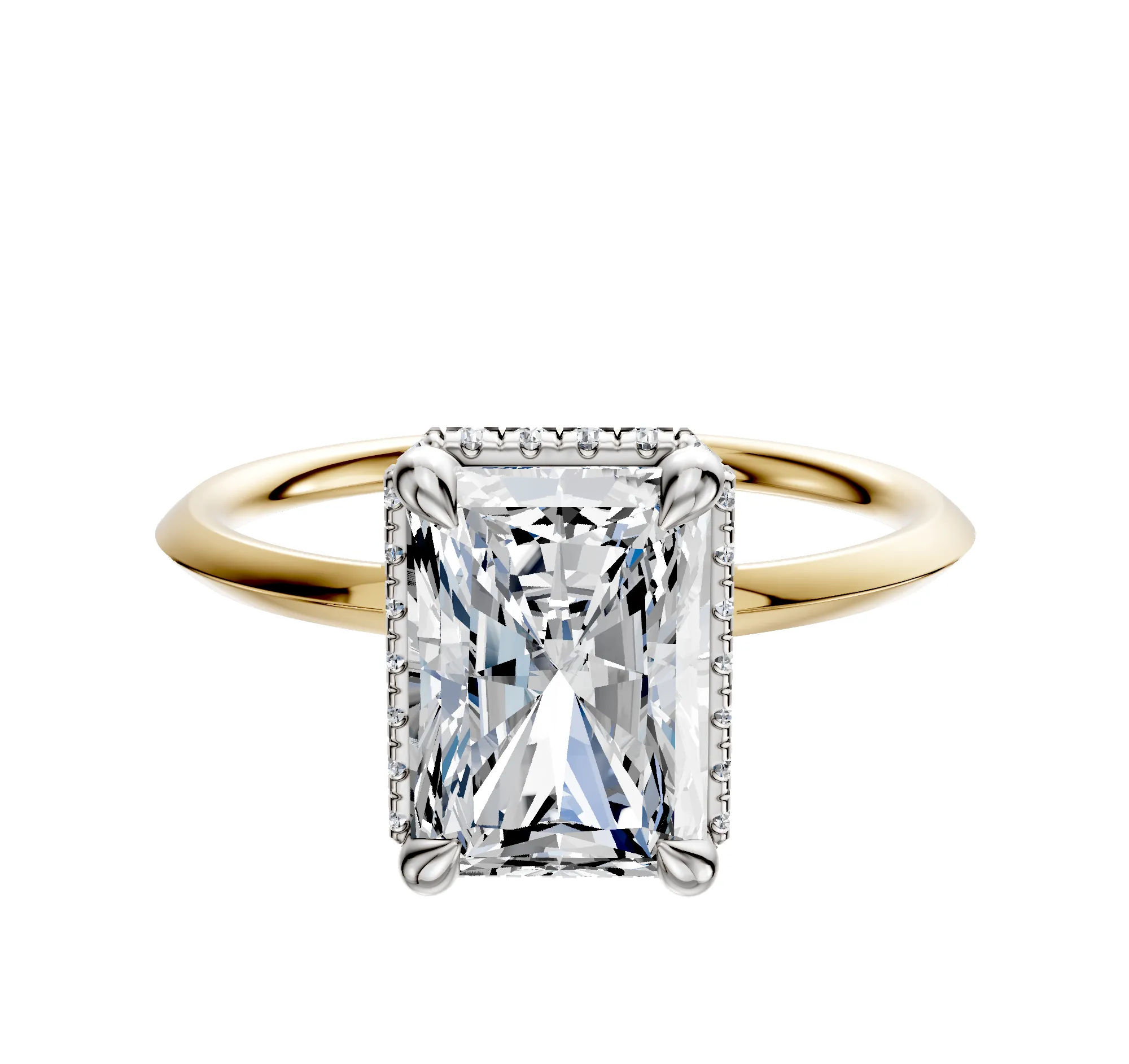 14K Two Tone 4 Prong Collar Classic Knife Edge 1.5mm Engagement Ring sold by Promise By Effy