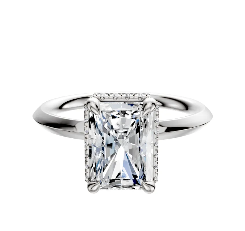 18K White Gold 4 Prong Collar Classic Knife Edge 2.0mm Engagement Ring sold by Promise By Effy