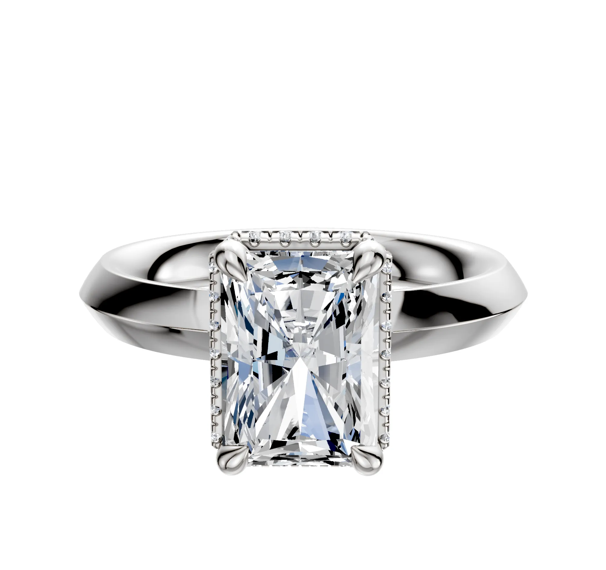 14K White Gold 4 Prong Collar Classic Knife Edge 3.0mm Engagement Ring sold by Promise By Effy