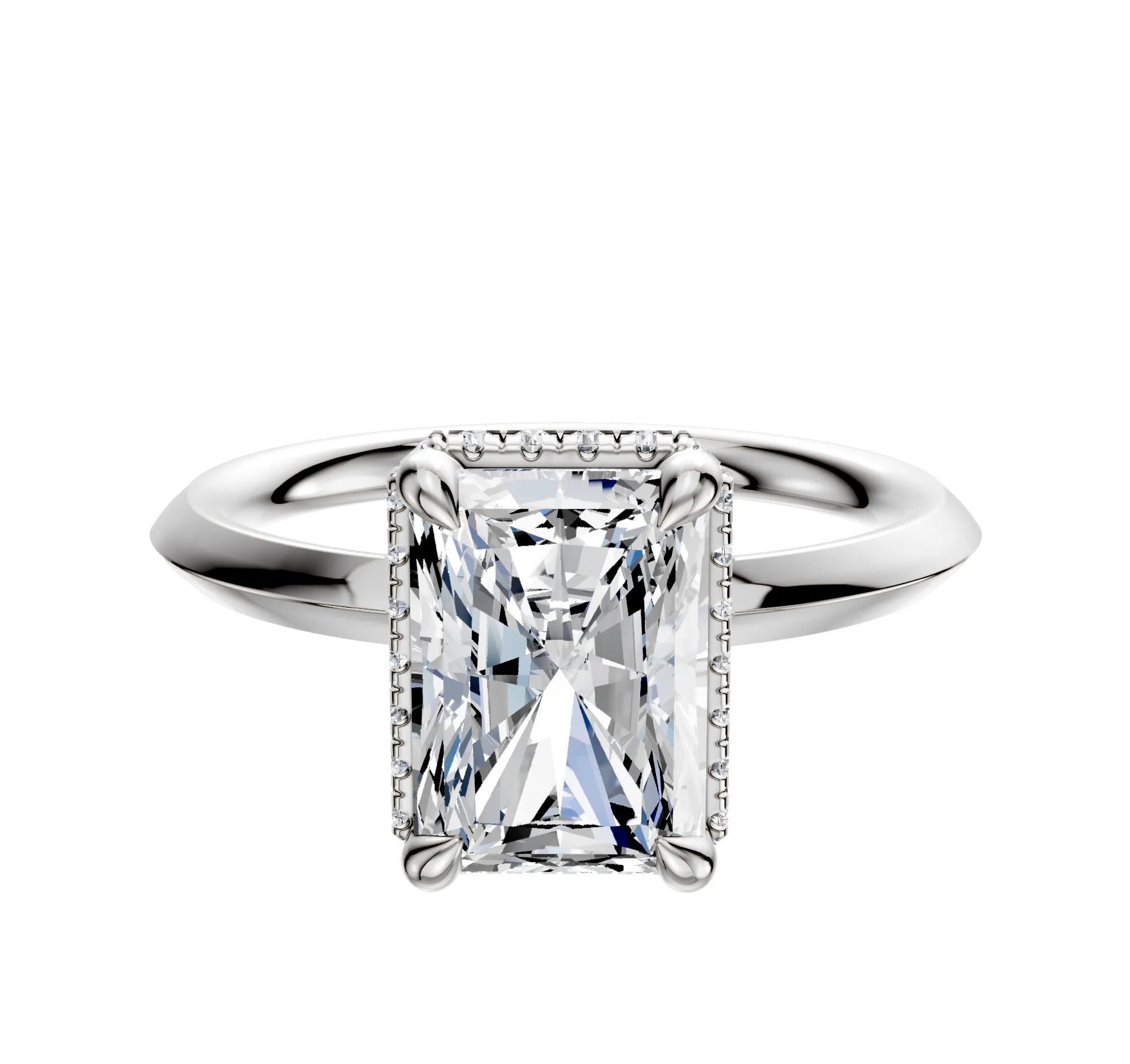 Platinum 4 Prong Collar Classic Knife Edge 2.0mm Engagement Ring sold by Promise By Effy