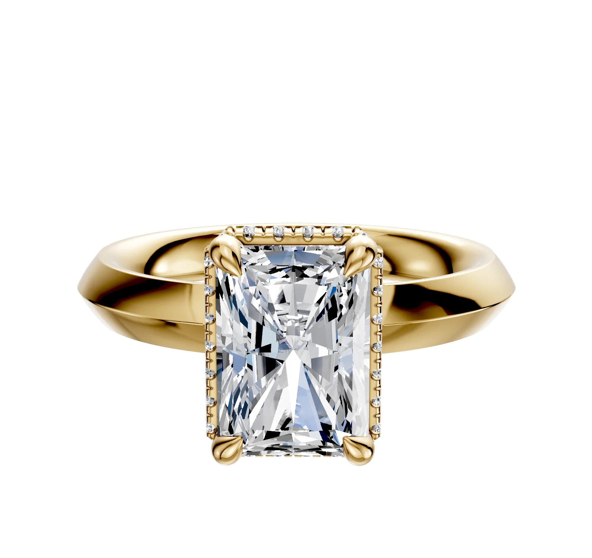 14K Yellow Gold 4 Prong Collar Classic Knife Edge 3.0mm Engagement Ring sold by Promise By Effy