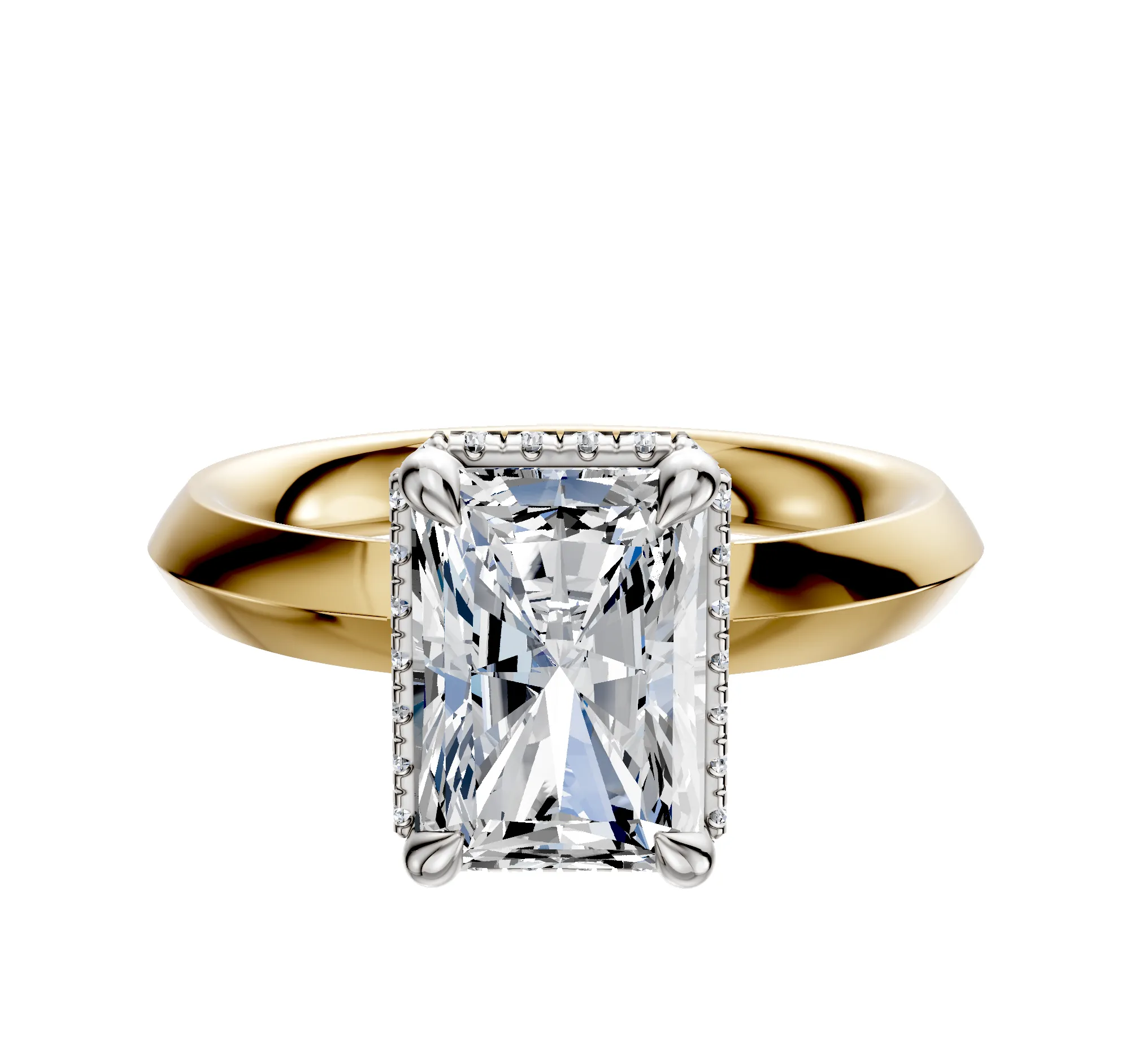 14K Two Tone 4 Prong Collar Classic Knife Edge 3.0mm Engagement Ring sold by Promise By Effy