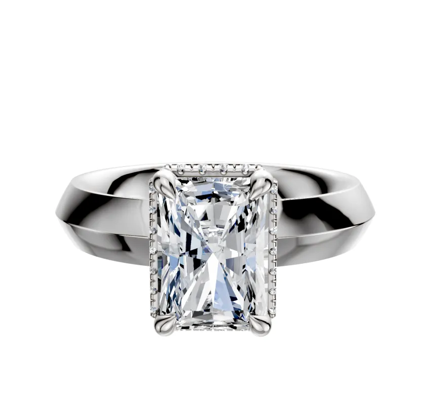 14K White Gold 4 Prong Collar Classic Knife Edge 4.0mm Engagement Ring sold by Promise By Effy