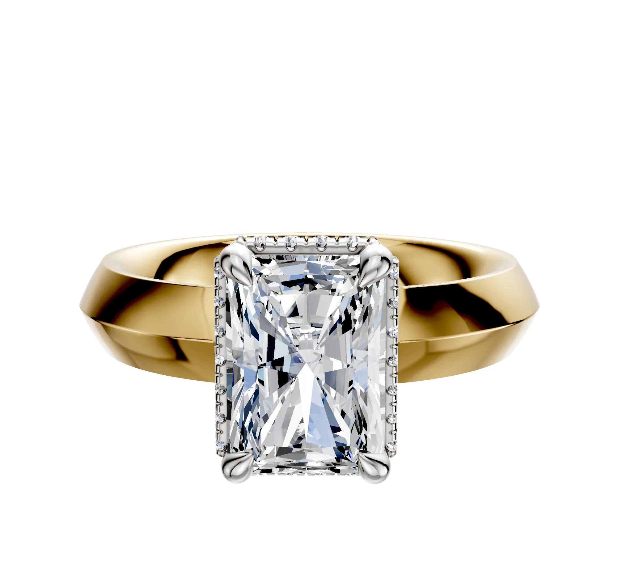 18K Two Tone 4 Prong Collar Classic Knife Edge 4.0mm Engagement Ring sold by Promise By Effy