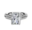 18K White Gold 4 Prong Collar Cathedral Knife Edge 1-Row-Pave 2.5mm Engagement Ring sold by Promise By Effy