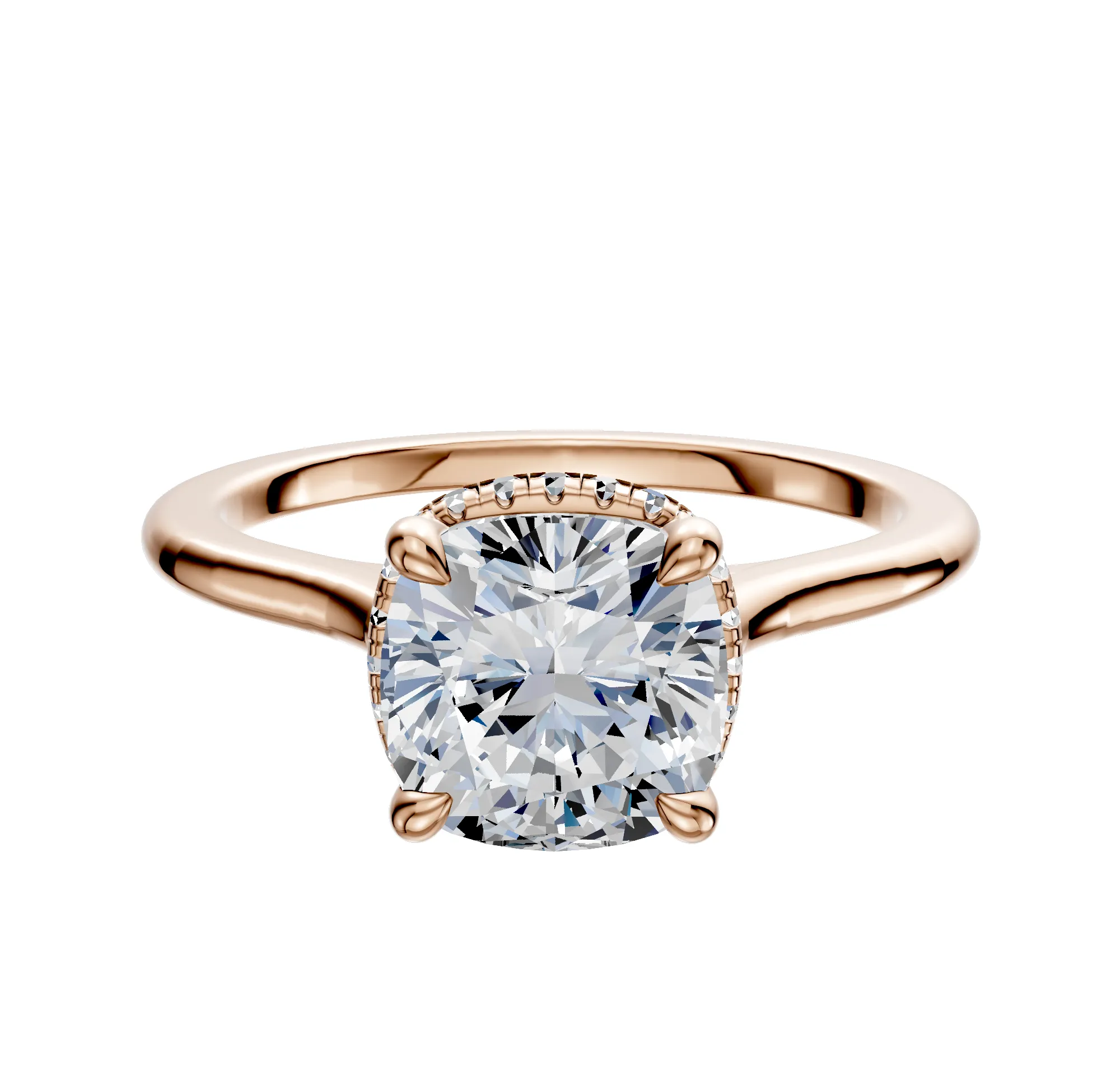 14K Rose Gold 4 Prong Collar Cathedral Dome 1.5mm Engagement Ring sold by Promise By Effy