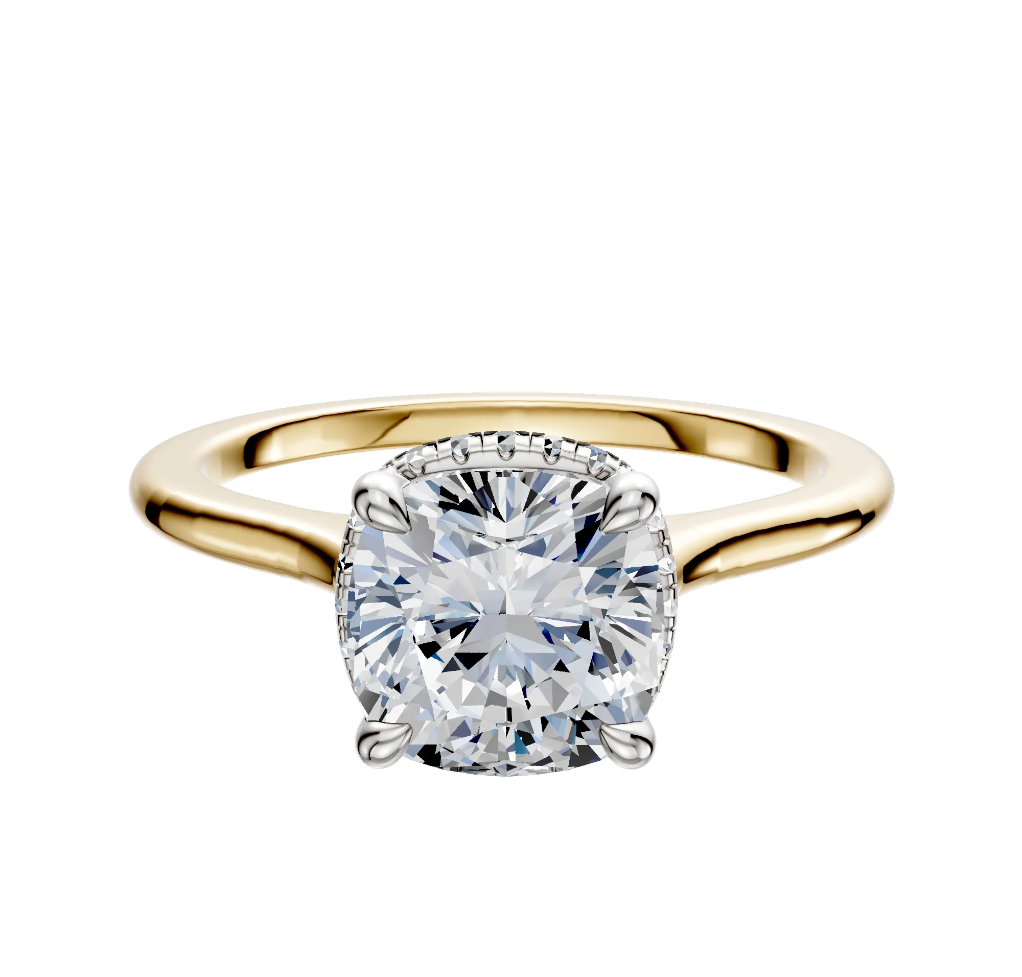 18K Two Tone 4 Prong Collar Cathedral Dome 1.5mm Engagement Ring sold by Promise By Effy