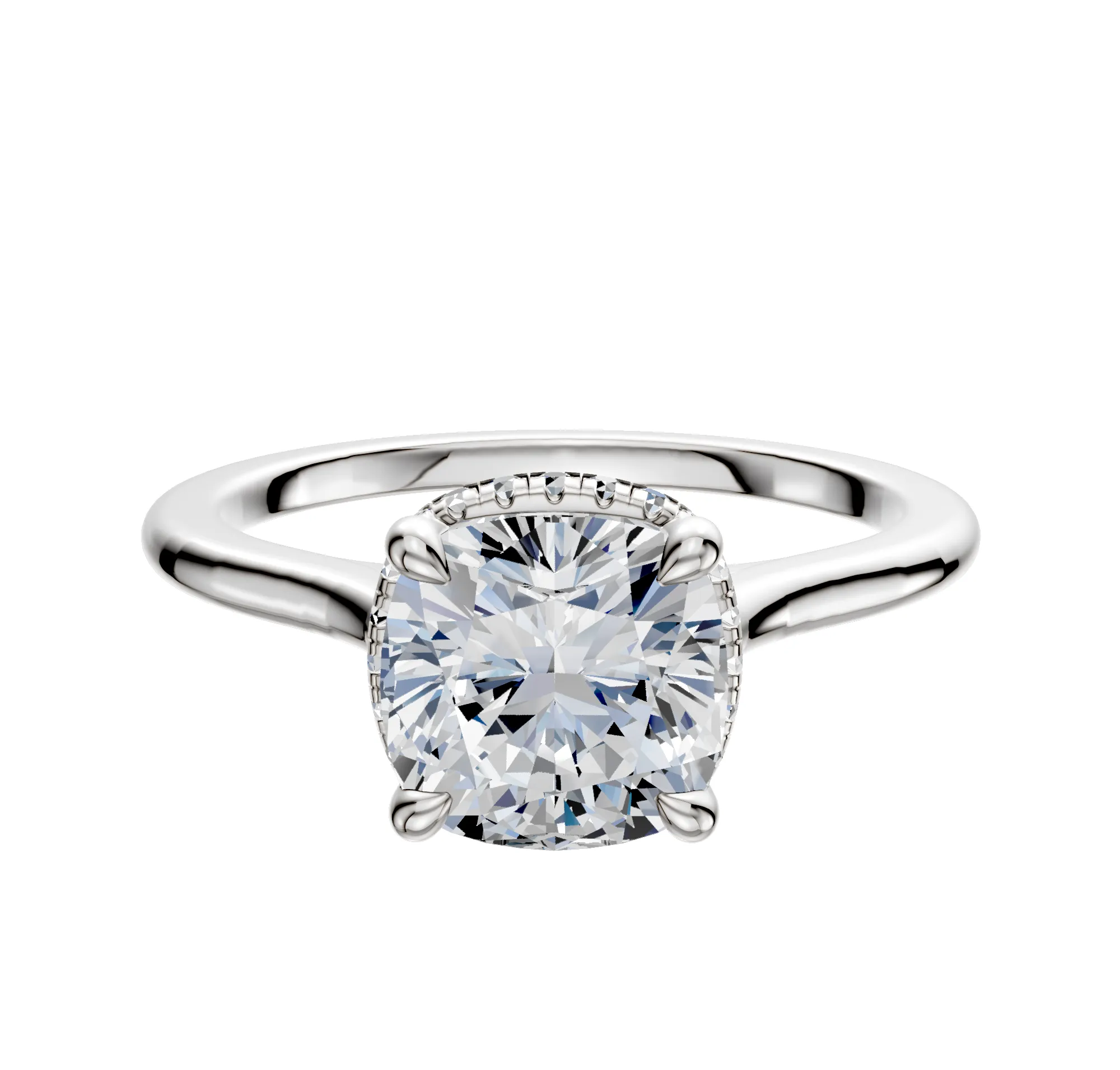 Platinum 4 Prong Collar Cathedral Dome 1.5mm Engagement Ring sold by Promise By Effy