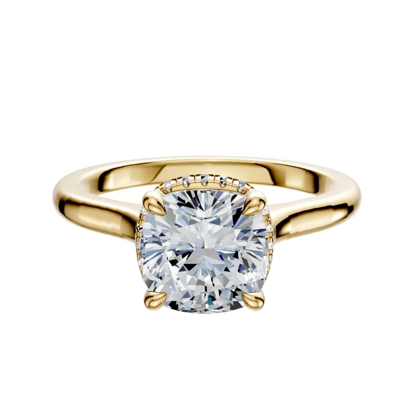 18K Yellow Gold 4 Prong Collar Cathedral Dome 2.0mm Engagement Ring sold by Promise By Effy