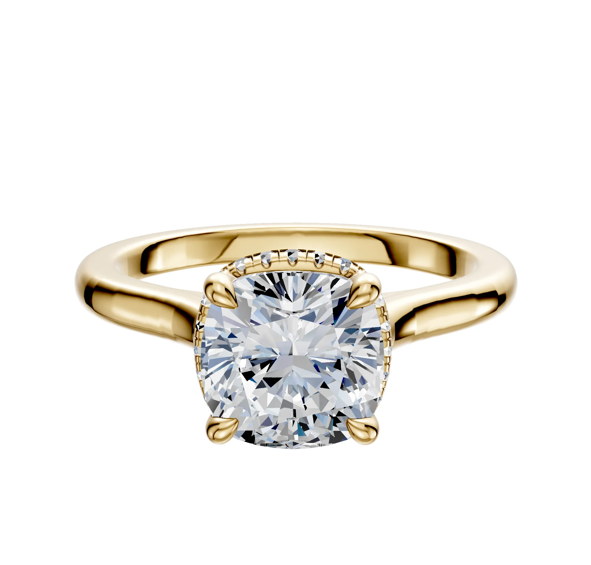 18K Yellow Gold 4 Prong Collar Cathedral Dome 2.0mm Engagement Ring sold by Promise By Effy