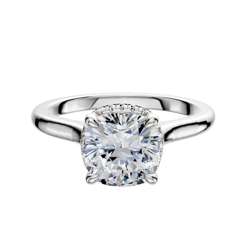 18K White Gold 4 Prong Collar Cathedral Dome 2.0mm Engagement Ring sold by Promise By Effy