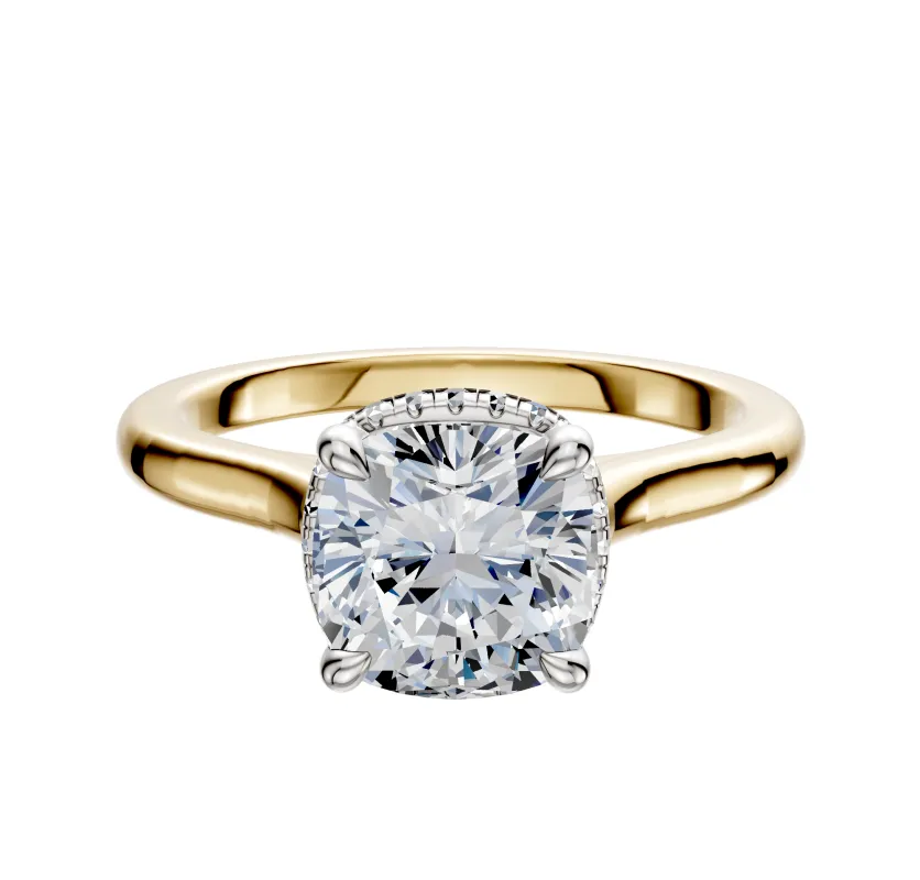 18K Two Tone 4 Prong Collar Cathedral Dome 2.0mm Engagement Ring sold by Promise By Effy
