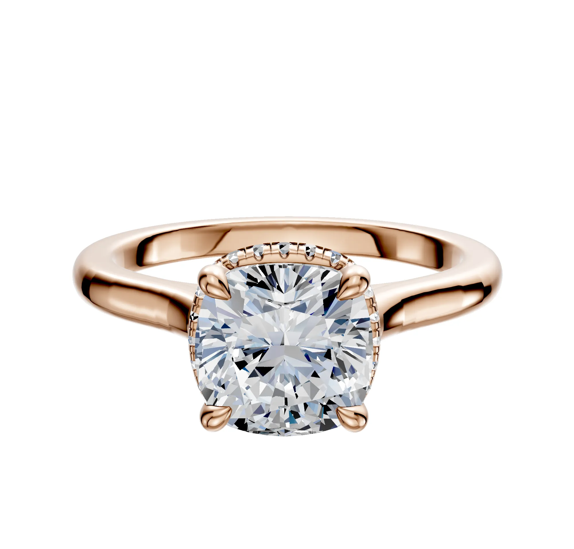 18K Rose Gold 4 Prong Collar Cathedral Dome 2.0mm Engagement Ring sold by Promise By Effy