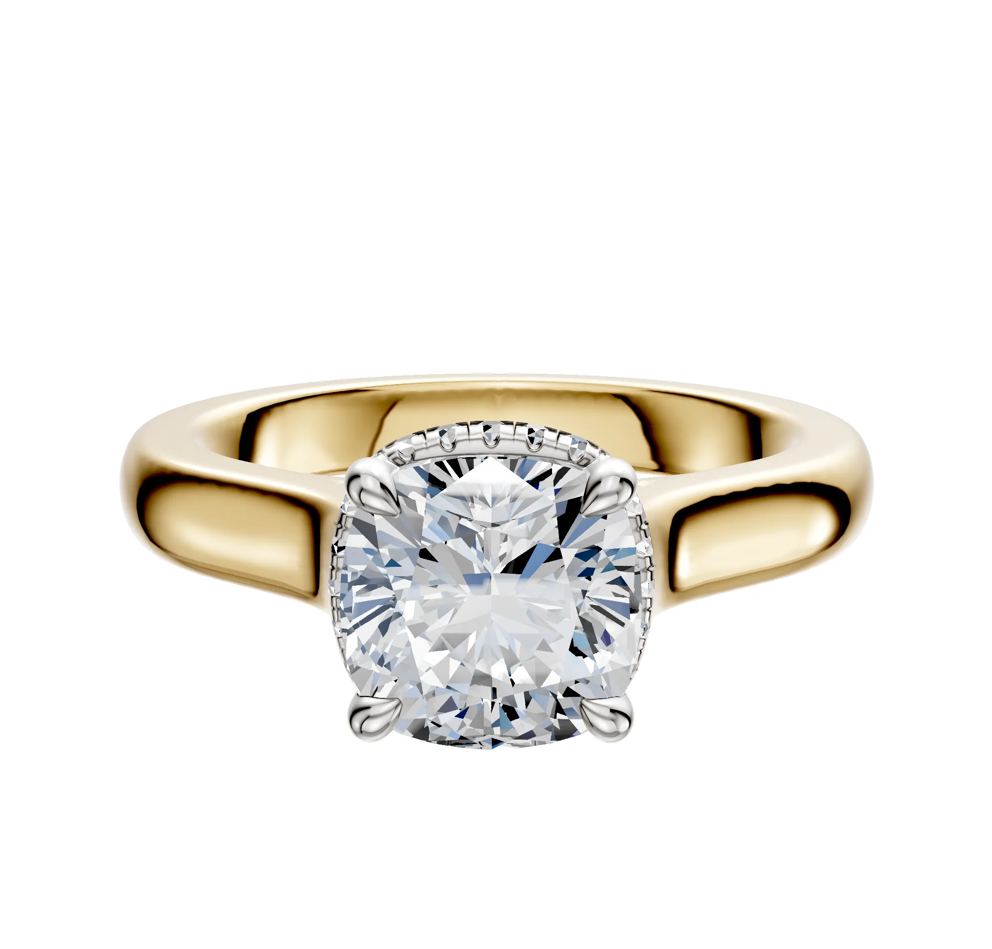 14K Two Tone 4 Prong Collar Cathedral Dome 3.0mm Engagement Ring sold by Promise By Effy