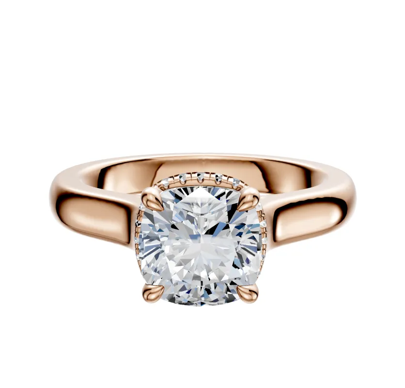 18K Rose Gold 4 Prong Collar Cathedral Dome 3.0mm Engagement Ring sold by Promise By Effy