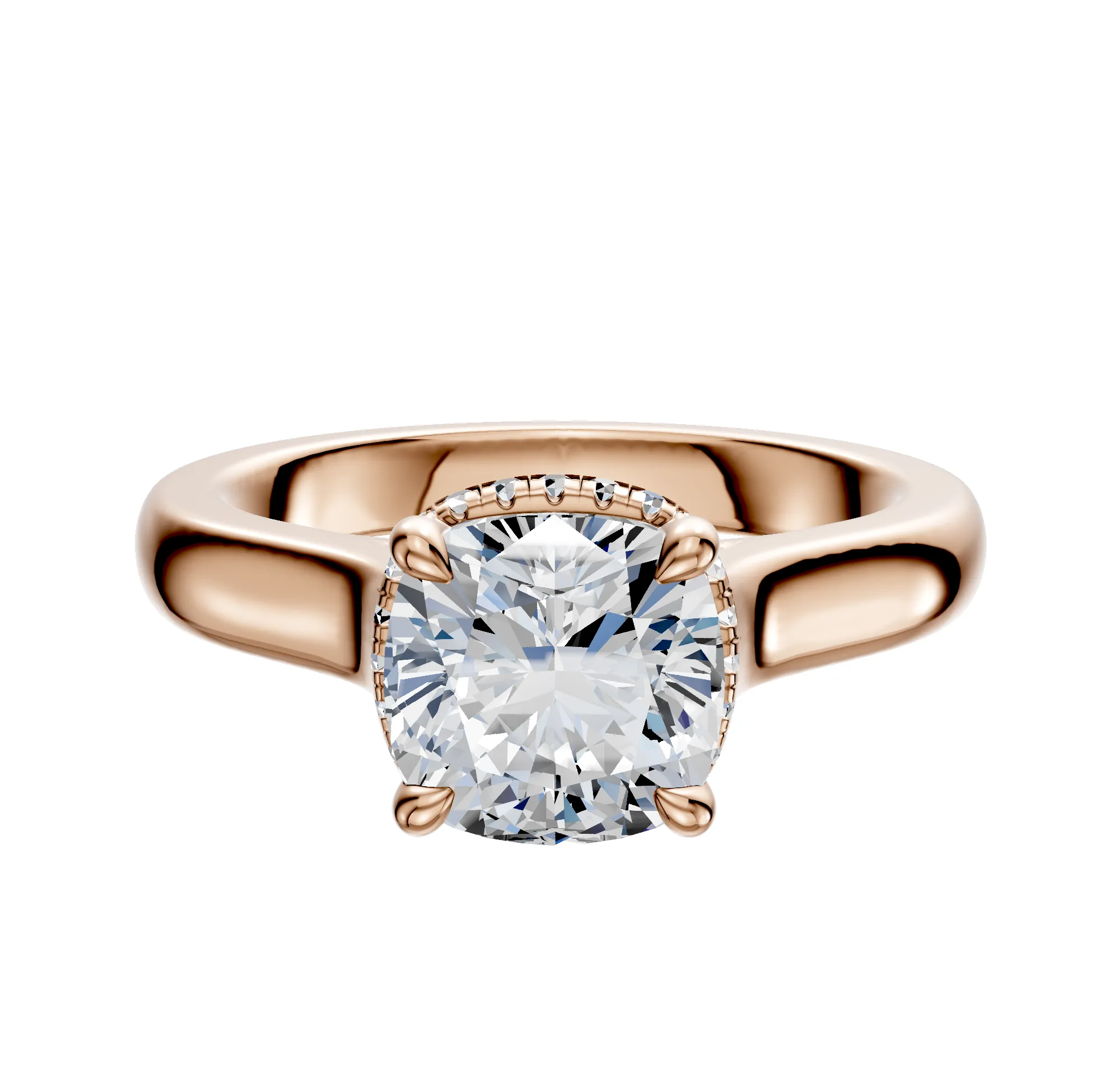 18K Rose Gold 4 Prong Collar Cathedral Dome 3.0mm Engagement Ring sold by Promise By Effy