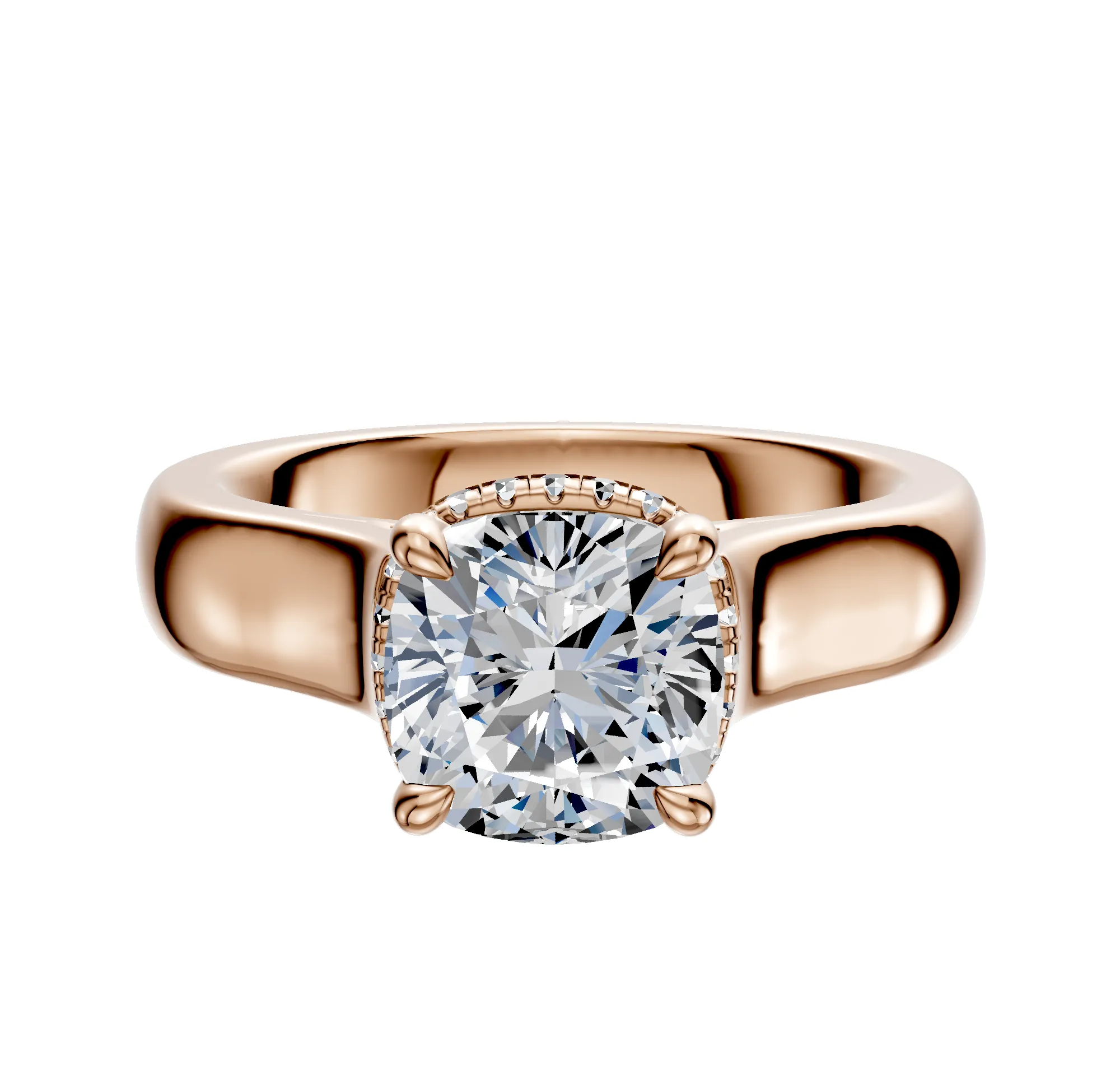 18K Rose Gold 4 Prong Collar Cathedral Dome 4.0mm Engagement Ring sold by Promise By Effy