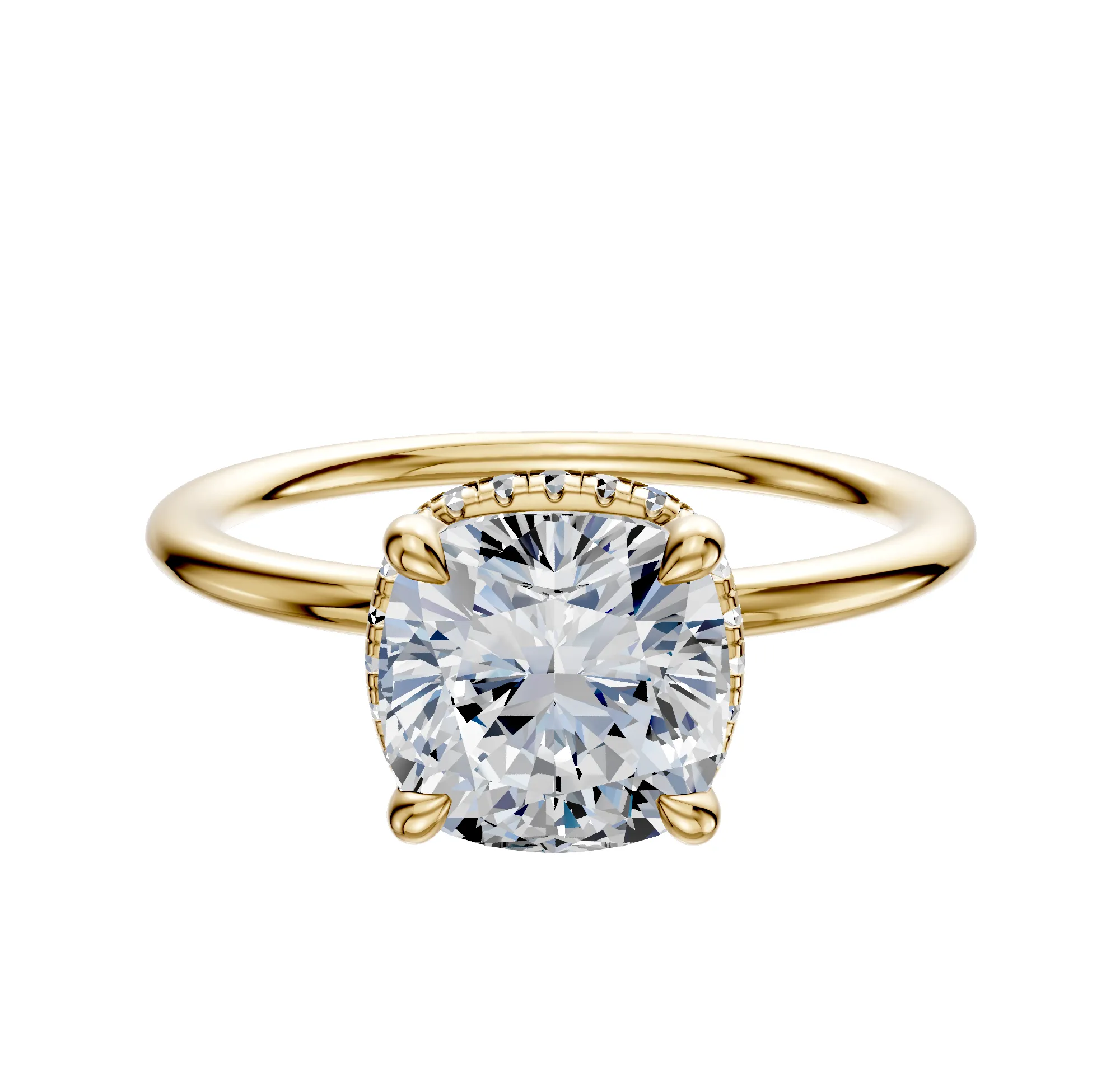 18K Yellow Gold 4 Prong Collar Classic Dome 1.5mm Engagement Ring sold by Promise By Effy