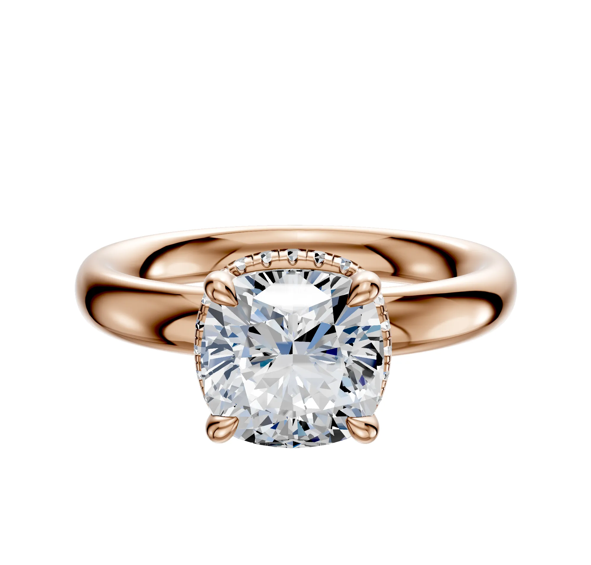 14K Rose Gold 4 Prong Collar Classic Dome 3.0mm Engagement Ring sold by Promise By Effy