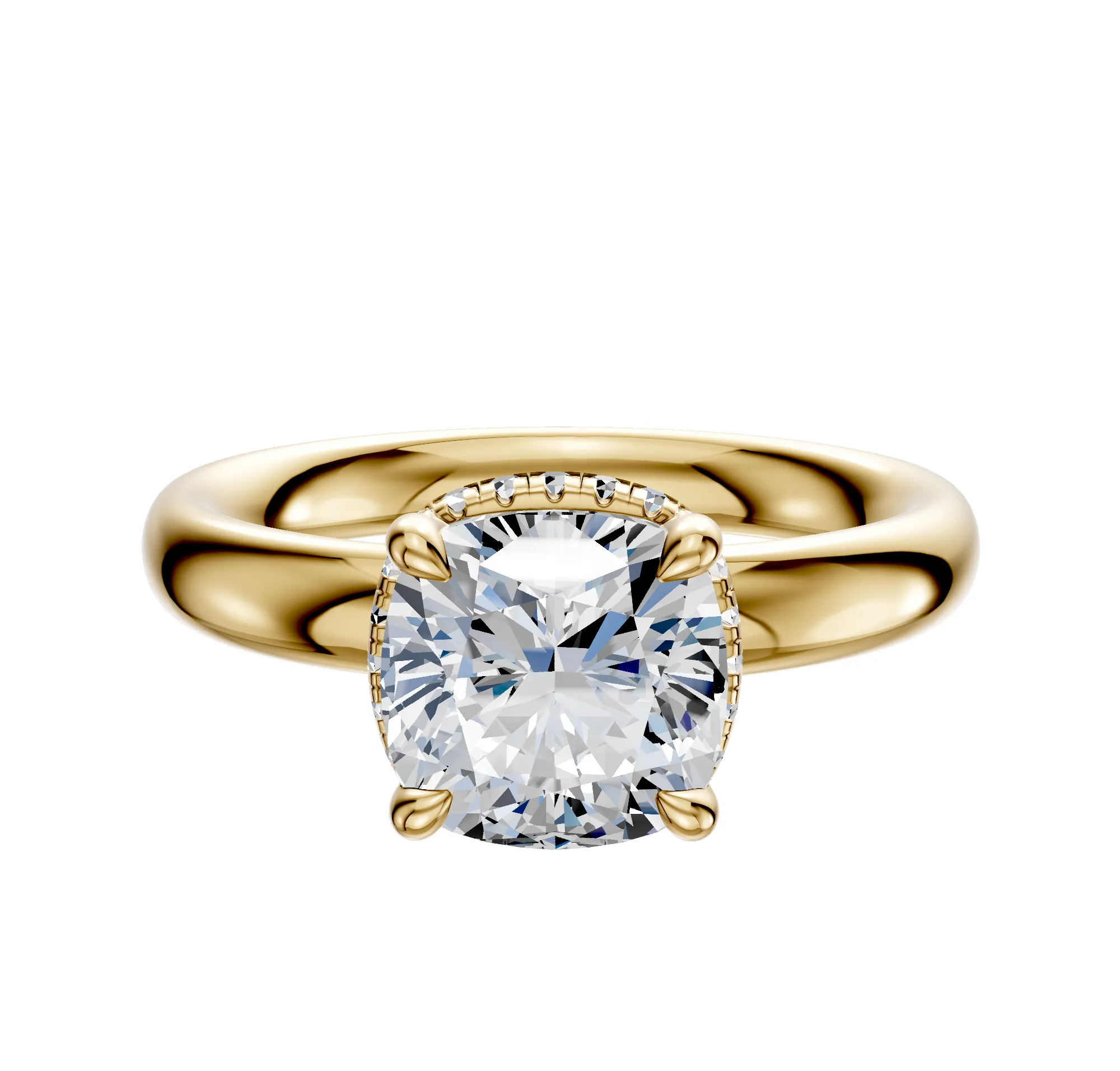 14K Yellow Gold 4 Prong Collar Classic Dome 3.0mm Engagement Ring sold by Promise By Effy