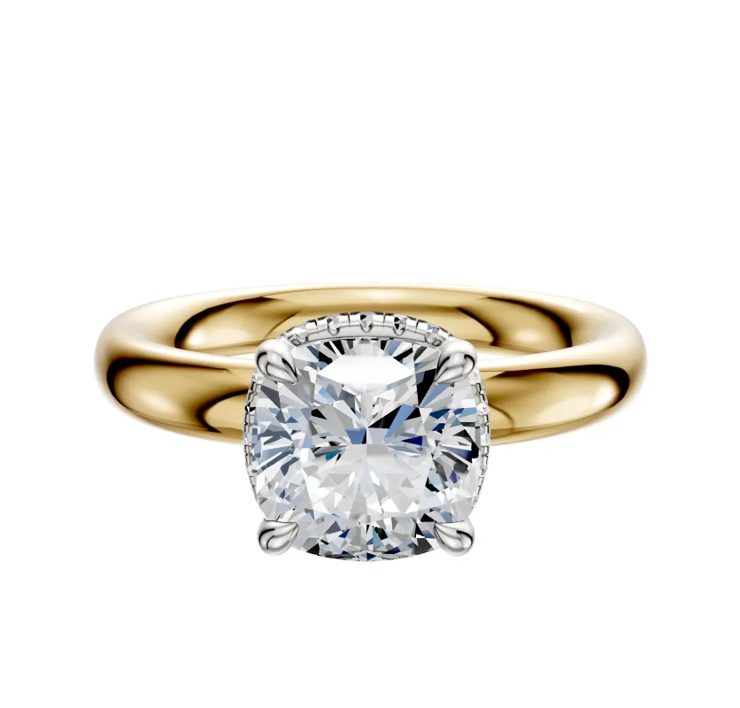 14K Two Tone 4 Prong Collar Classic Dome 3.0mm Engagement Ring sold by Promise By Effy