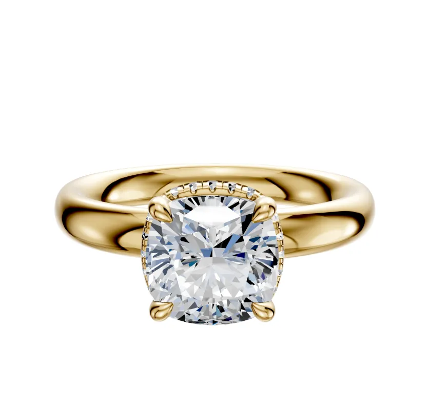 18K Yellow Gold 4 Prong Collar Classic Dome 3.0mm Engagement Ring sold by Promise By Effy