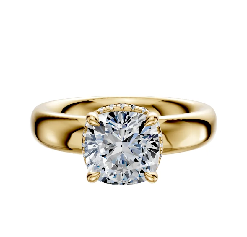 14K Yellow Gold 4 Prong Collar Classic Dome 4.0mm Engagement Ring sold by Promise By Effy