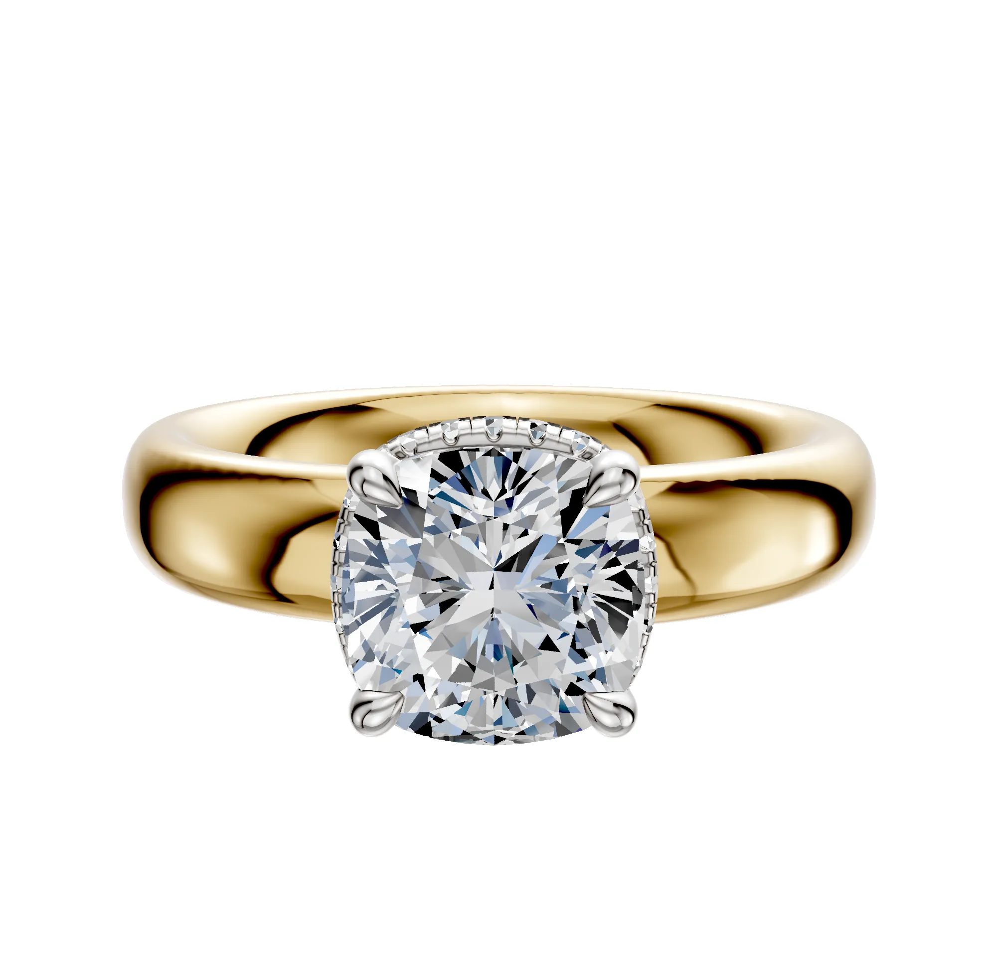 14K Two Tone 4 Prong Collar Classic Dome 4.0mm Engagement Ring sold by Promise By Effy