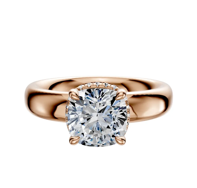 14K Rose Gold 4 Prong Collar Classic Dome 4.0mm Engagement Ring sold by Promise By Effy