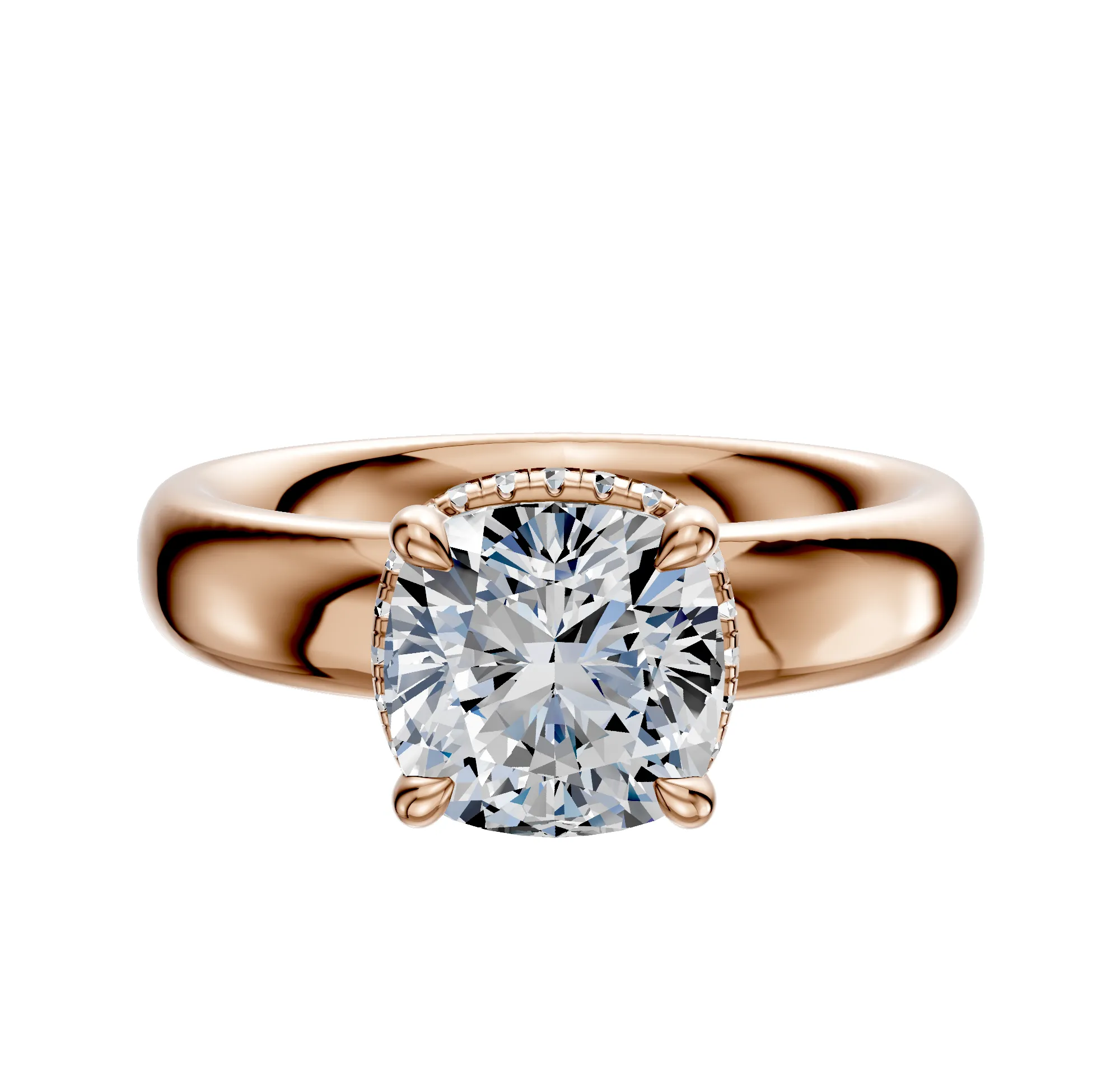 14K Rose Gold 4 Prong Collar Classic Dome 4.0mm Engagement Ring sold by Promise By Effy