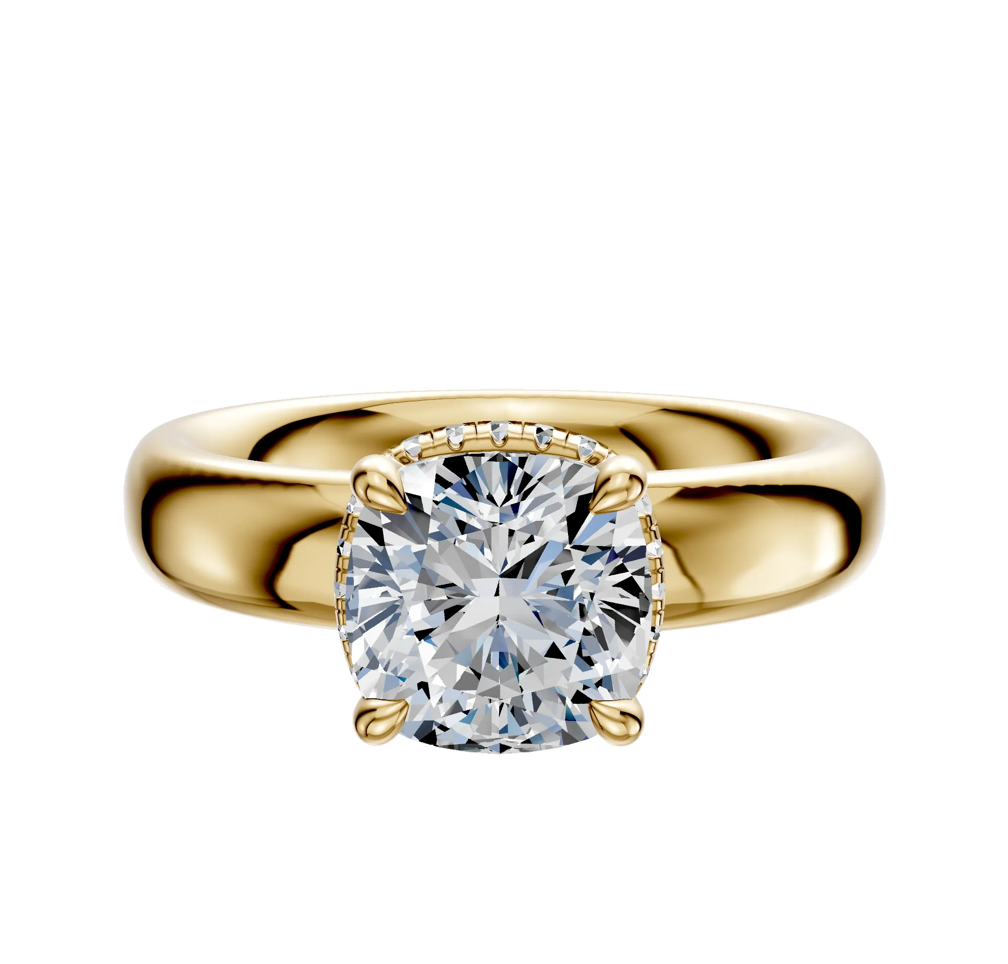 18K Yellow Gold 4 Prong Collar Classic Dome 4.0mm Engagement Ring sold by Promise By Effy