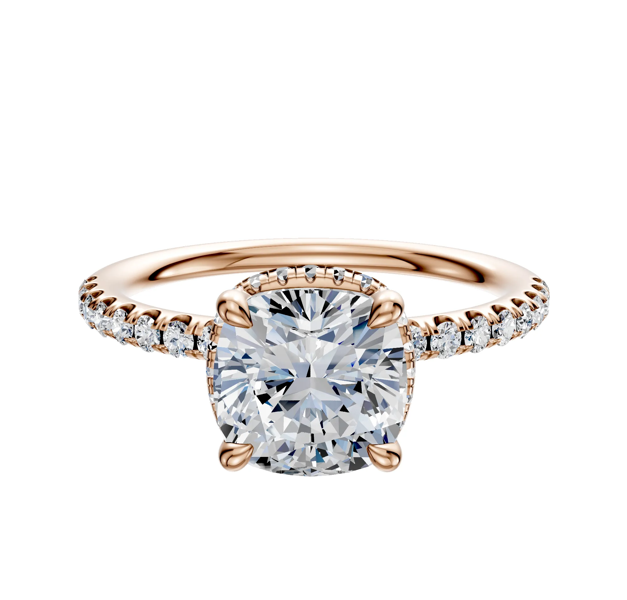 14K Rose Gold 4 Prong Collar Classic Dome 1-Row-Pave 2.5mm Engagement Ring sold by Promise By Effy