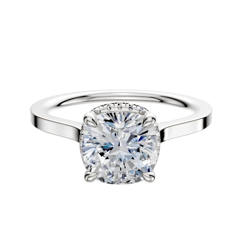 Platinum 4 Prong Collar Cathedral Flat 1.5mm Engagement Ring sold by Promise By Effy