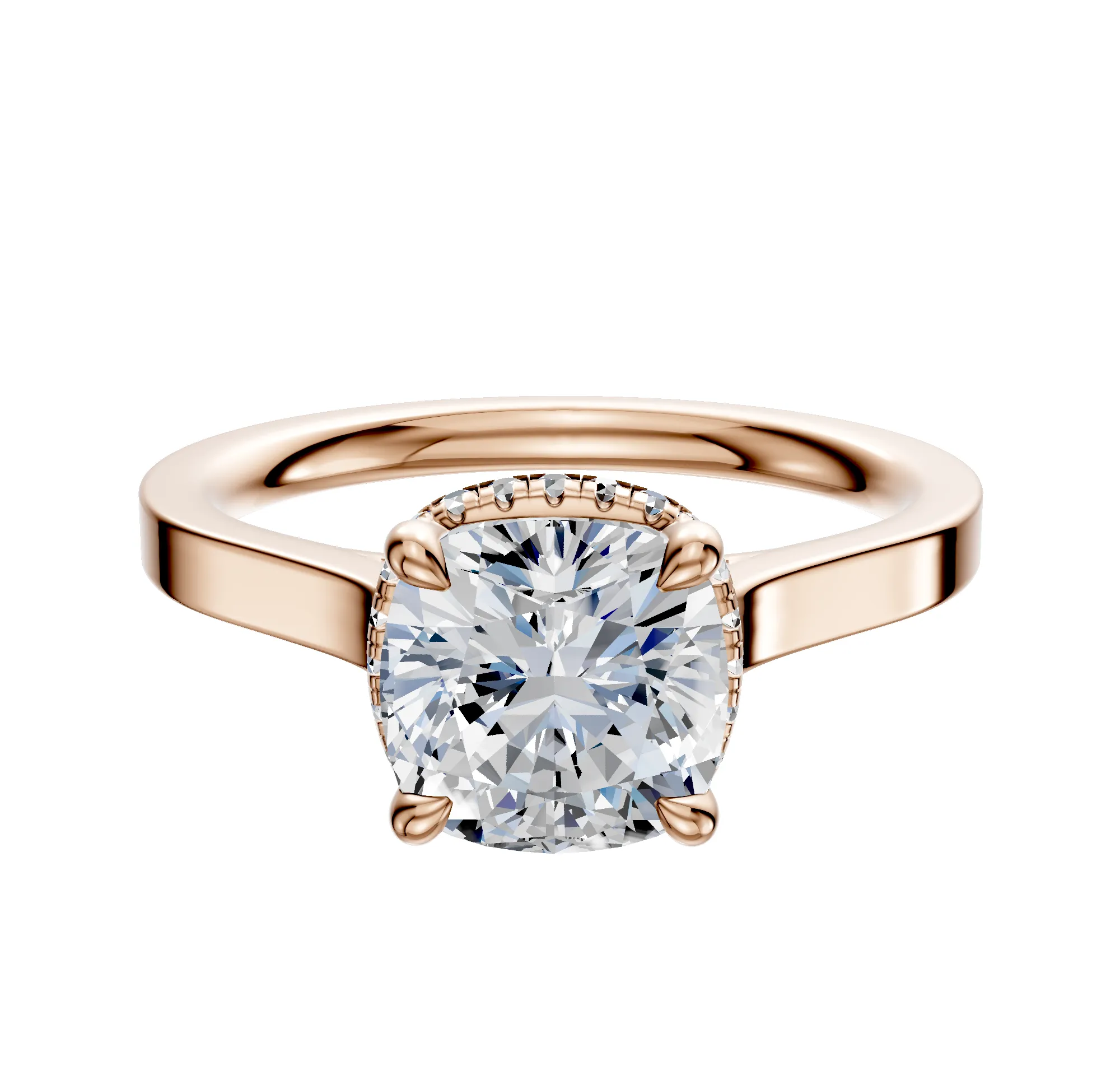 18K Rose Gold 4 Prong Collar Cathedral Flat 2.0mm Engagement Ring sold by Promise By Effy