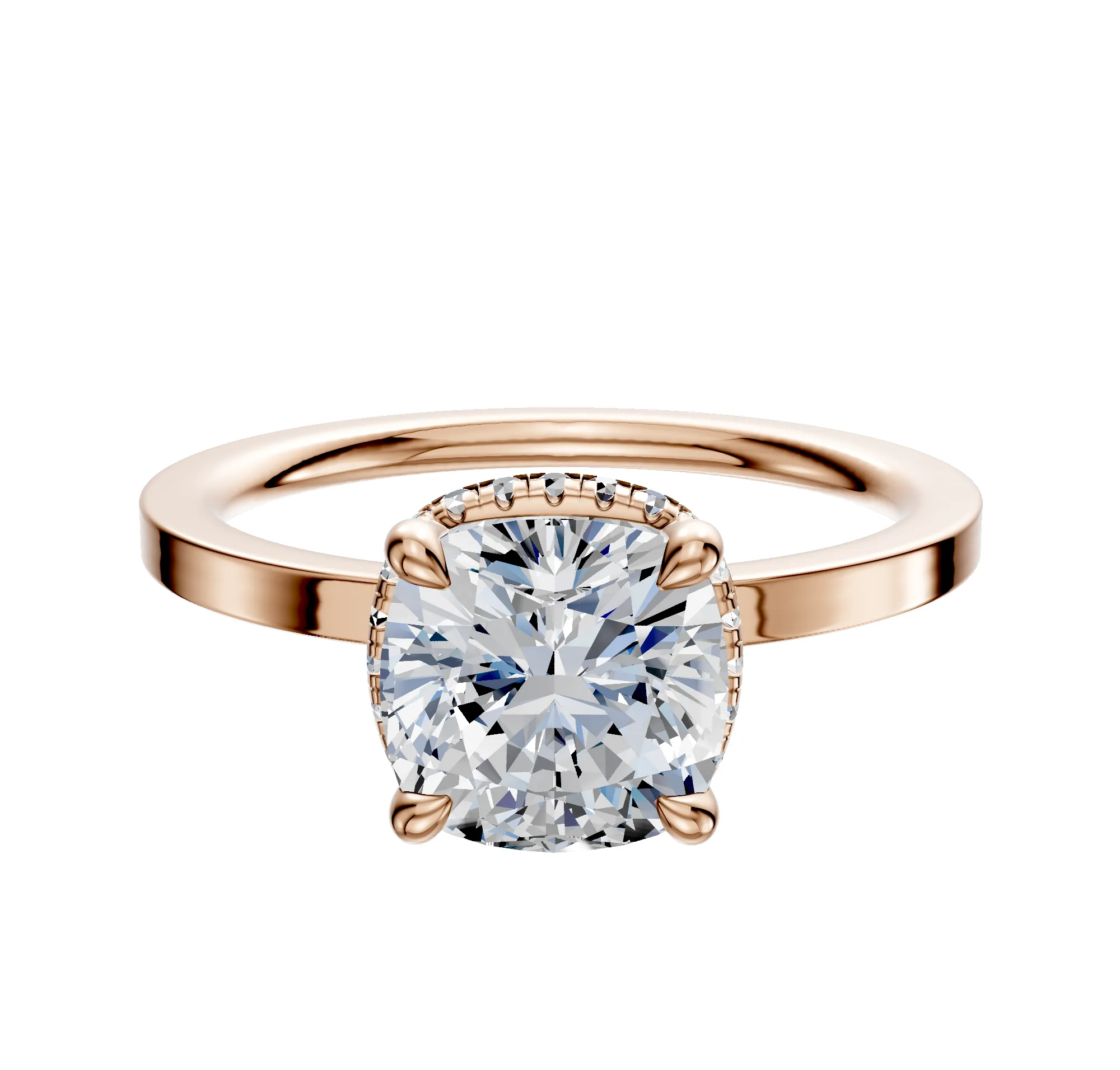 14K Rose Gold 4 Prong Collar Classic Flat 1.5mm Engagement Ring sold by Promise By Effy